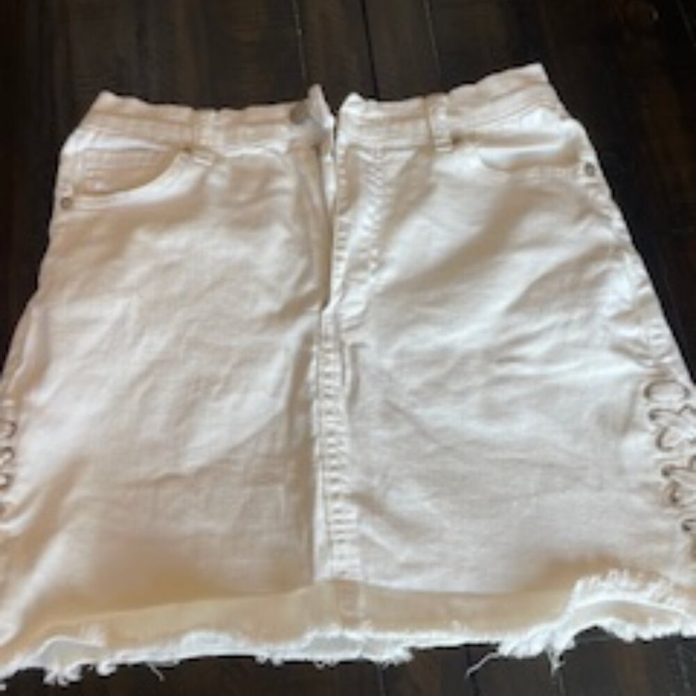White Jean Skirt